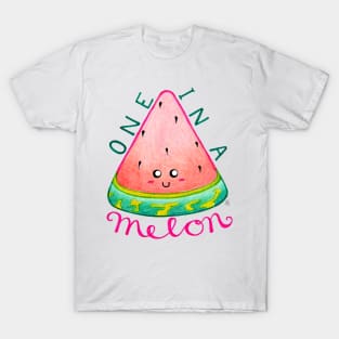 One in a Melon - Kawaii Happy Watermelon with Text T-Shirt